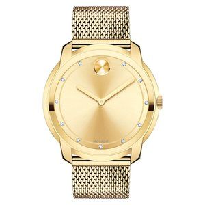DIAMONDS Swiss Bold Gold Ion-Plated Stainless Steel Mesh Bracelet Watch